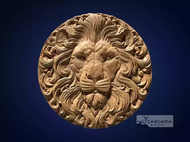 Lion Head Round - CNC Router Carving Casting animal