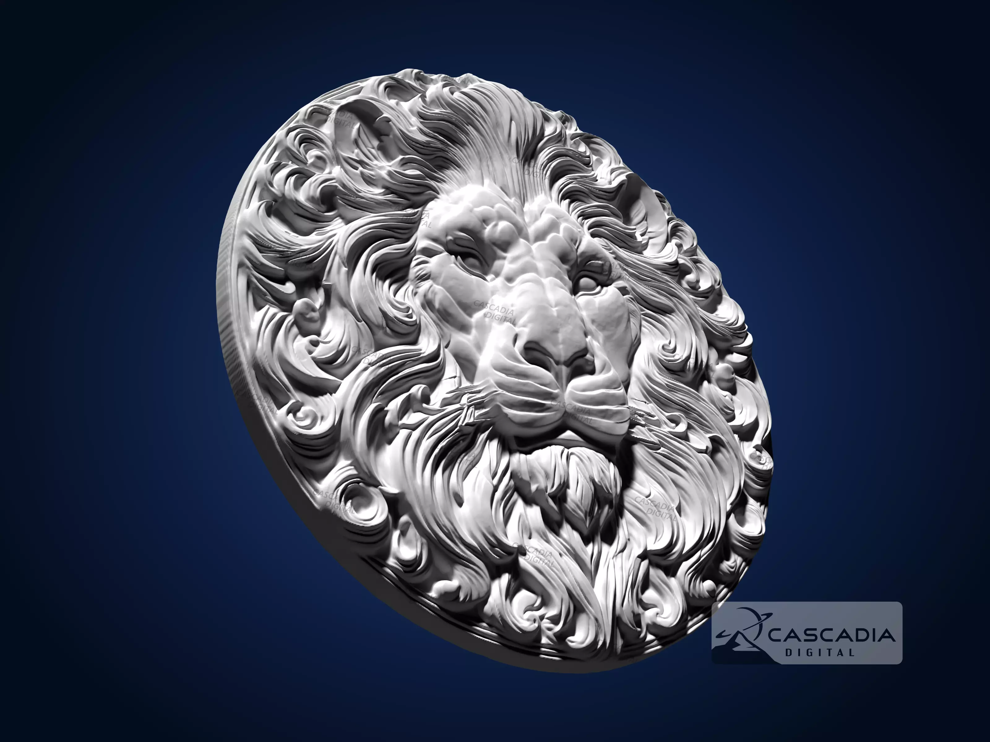 Lion Head Round - CNC Router Carving Casting animal 3D print model_3
