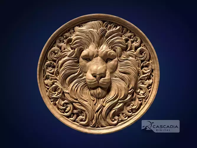Lion Head Round - CNC Router Carving Casting animal