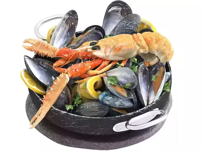 seafood dish of mussels and langoustine