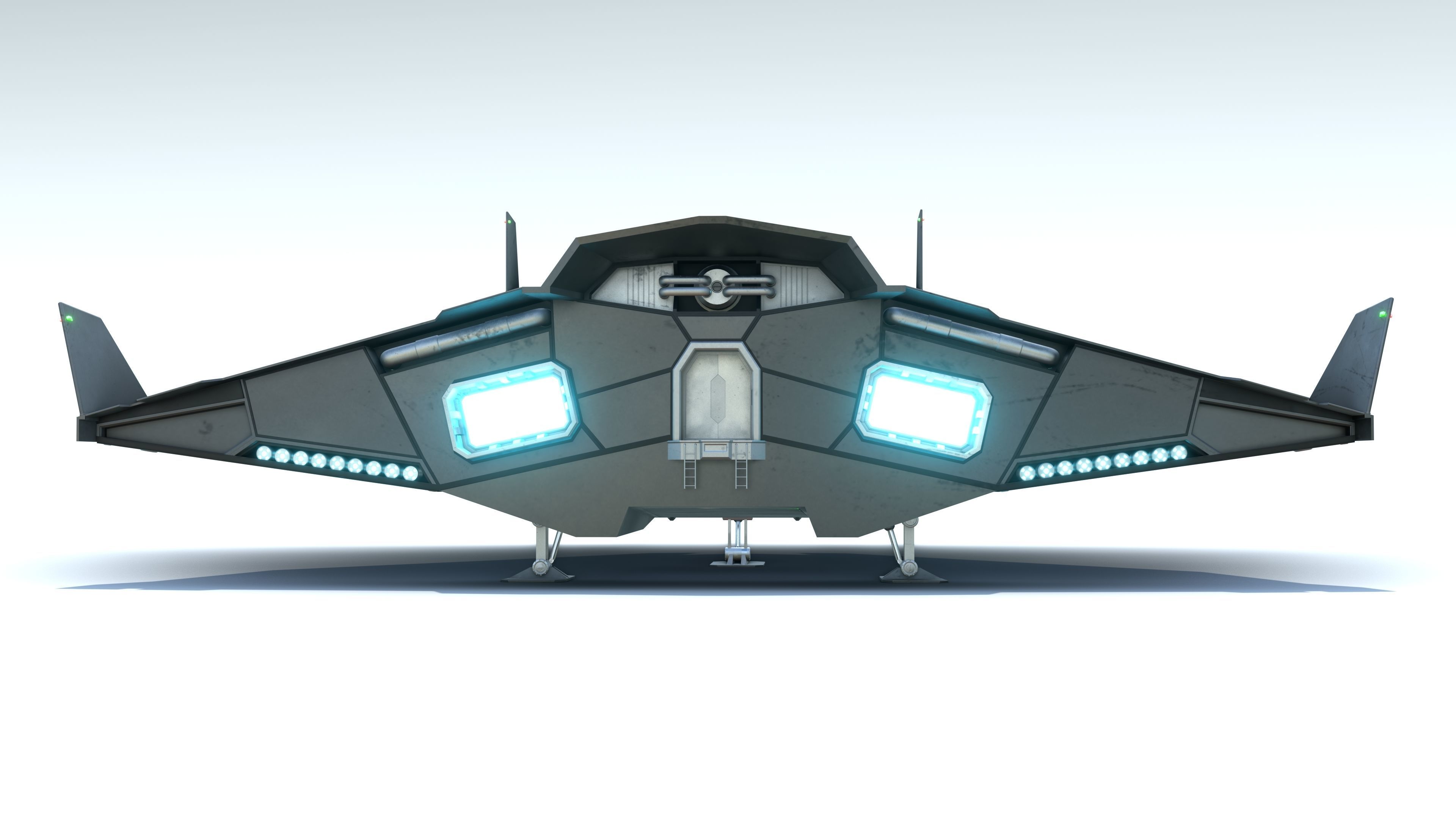 Sci-Fi Combat Spaceship Low-poly 3D model_7