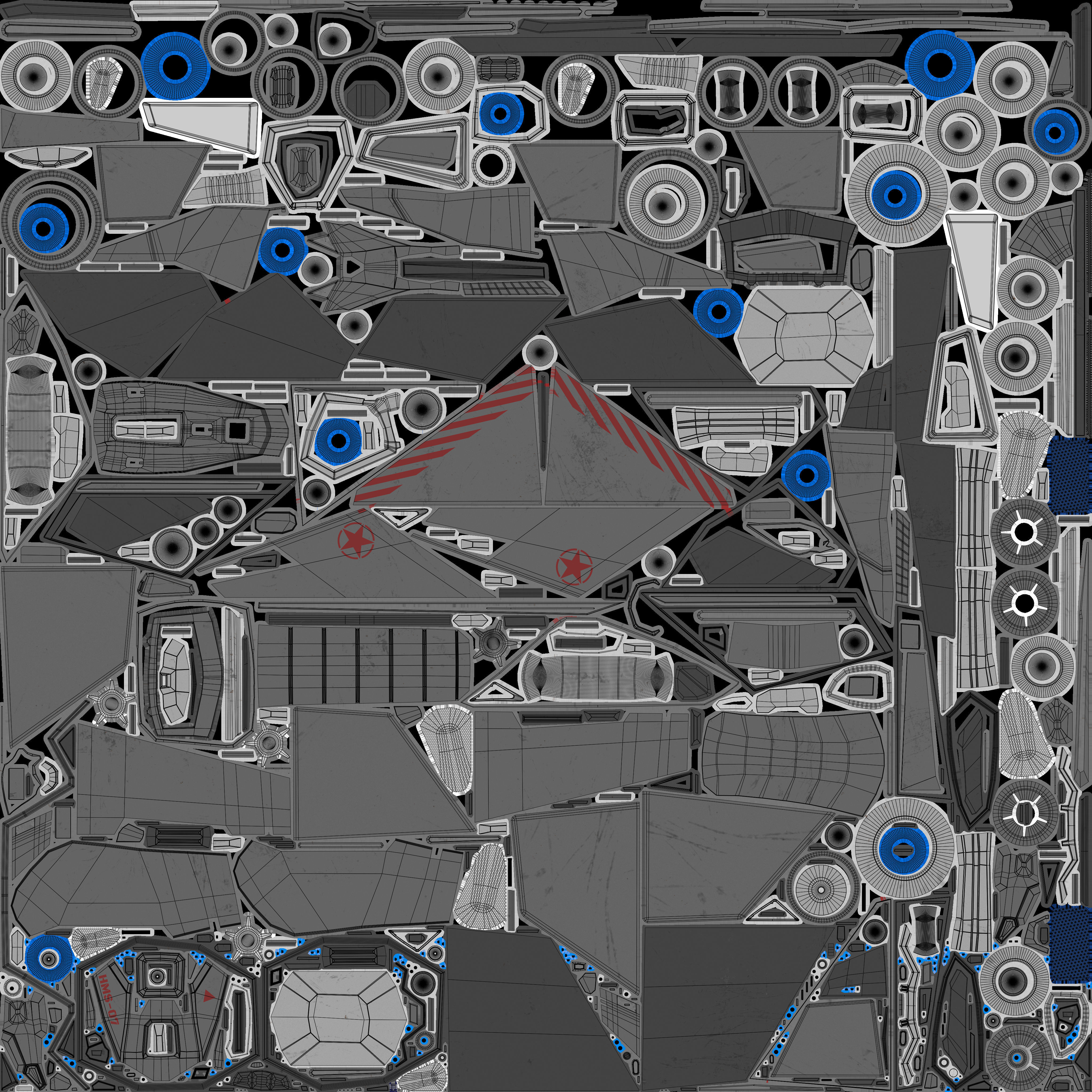Sci-Fi Combat Spaceship Low-poly 3D model_16