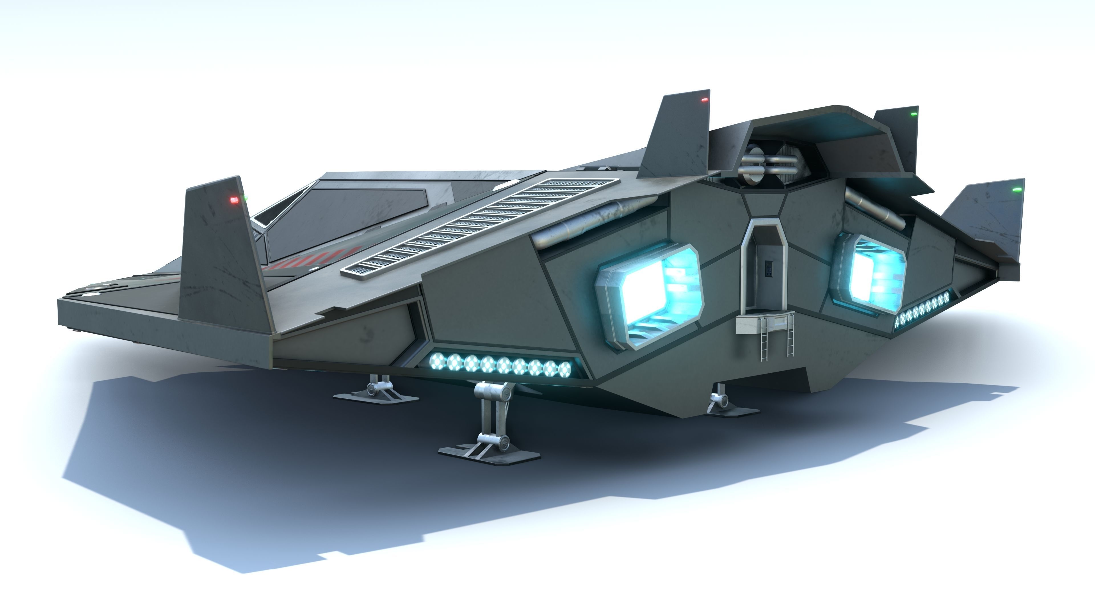 Sci-Fi Combat Spaceship Low-poly 3D model_8