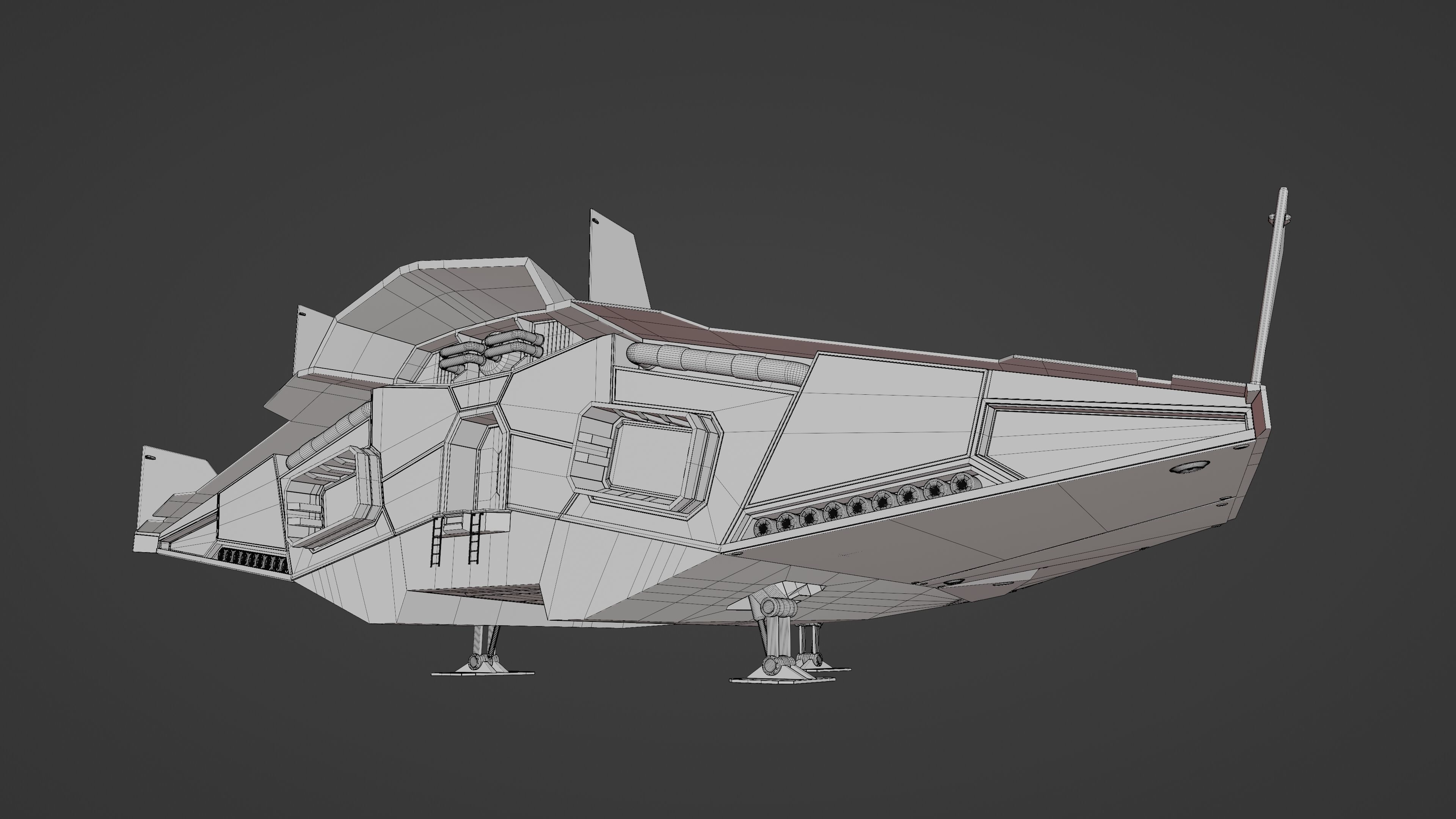 Sci-Fi Combat Spaceship Low-poly 3D model_12