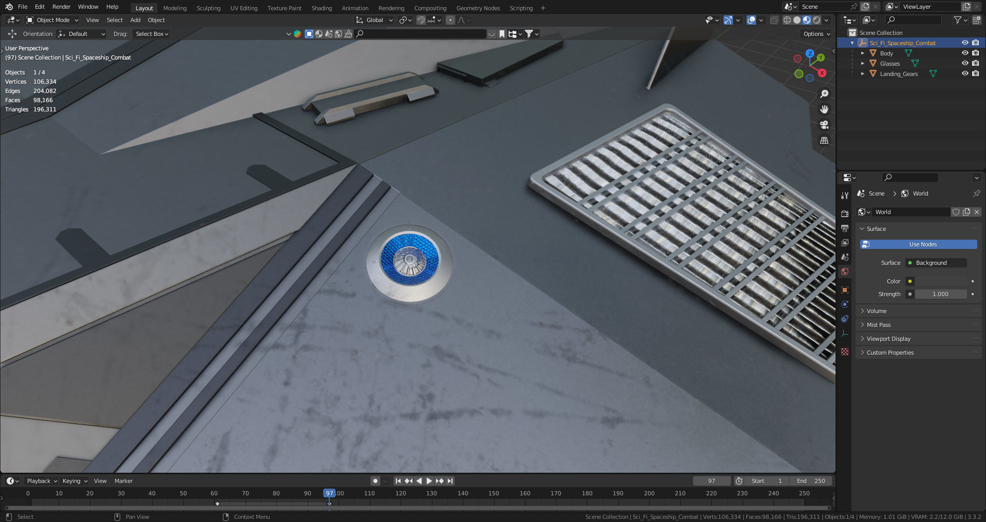 Sci-Fi Combat Spaceship Low-poly 3D model_21
