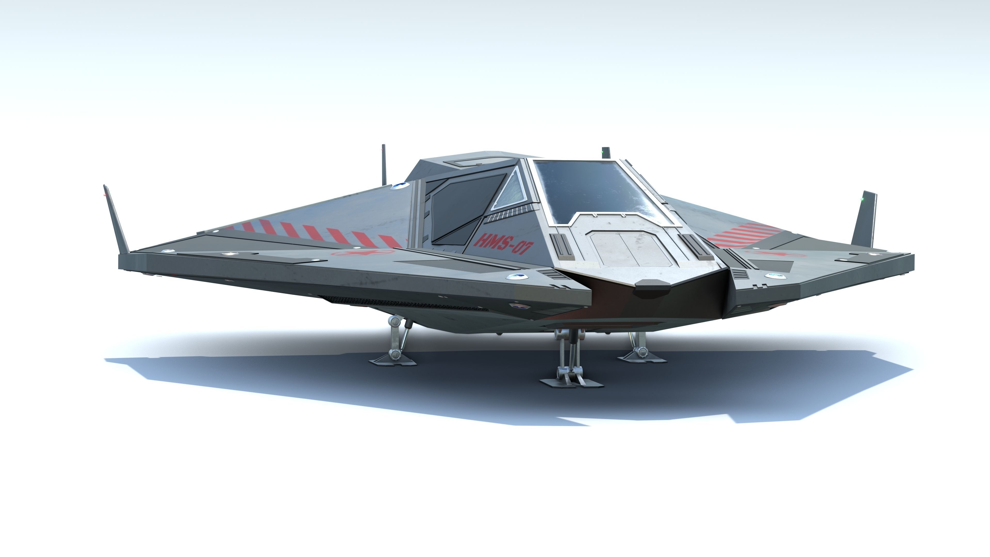 Sci-Fi Combat Spaceship Low-poly 3D model_3