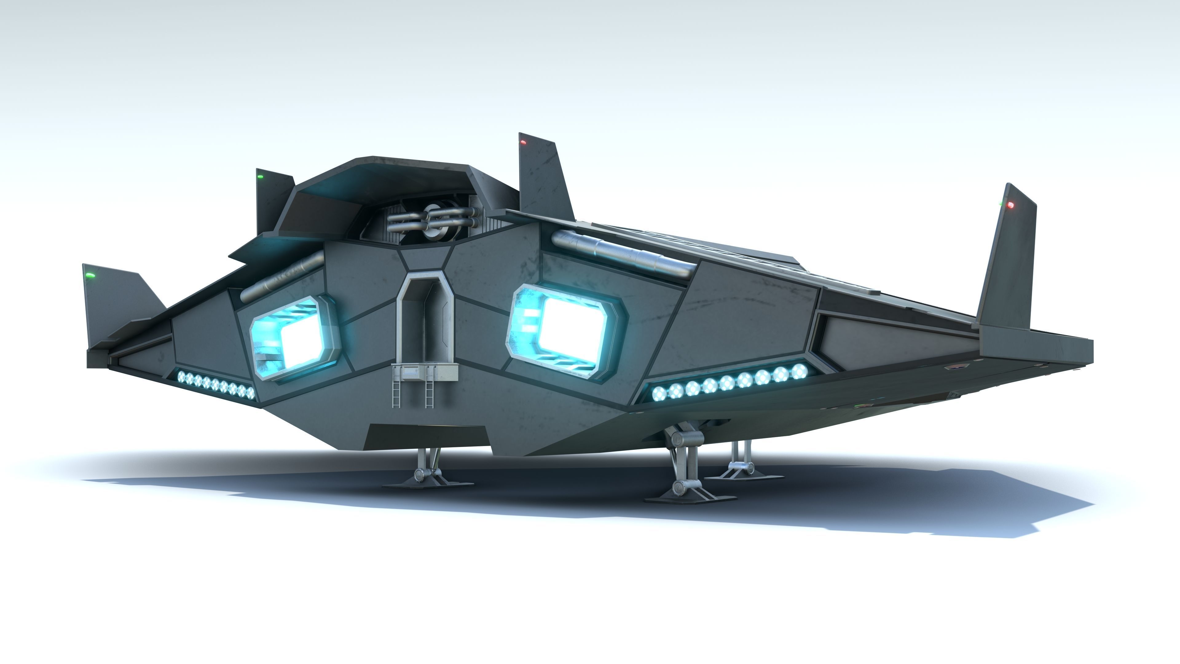 Sci-Fi Combat Spaceship Low-poly 3D model_5