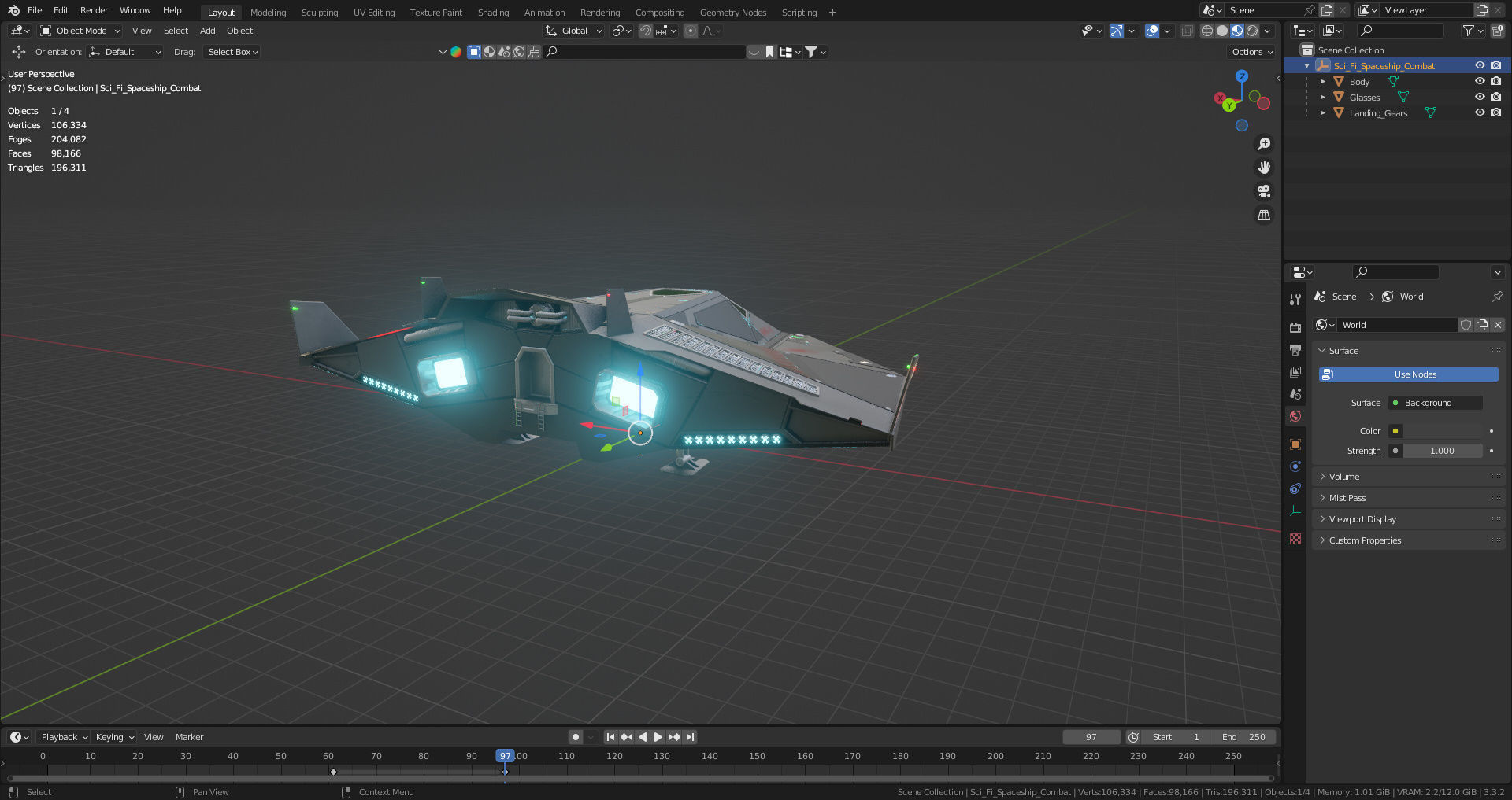 Sci-Fi Combat Spaceship Low-poly 3D model_20