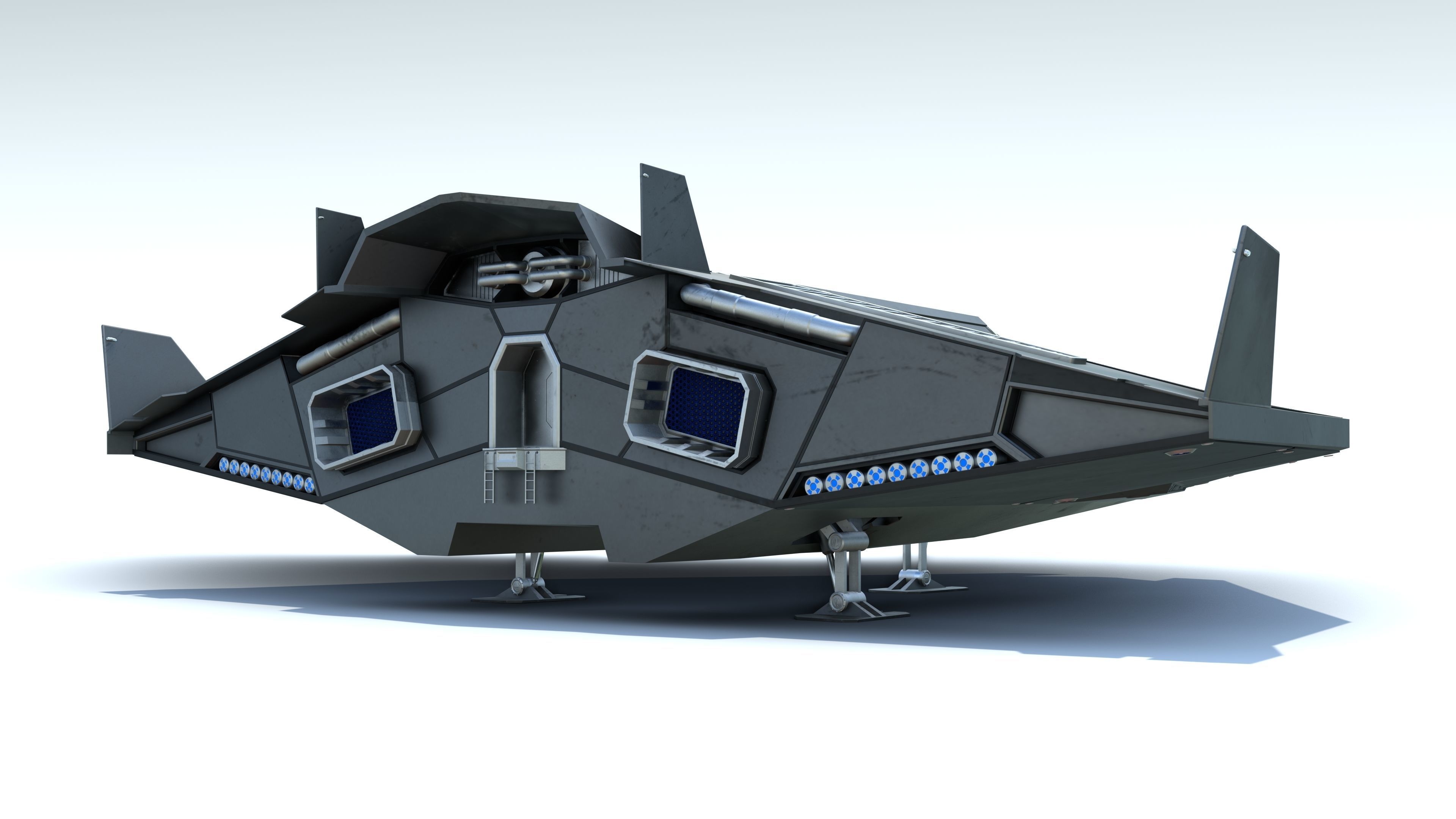 Sci-Fi Combat Spaceship Low-poly 3D model_6