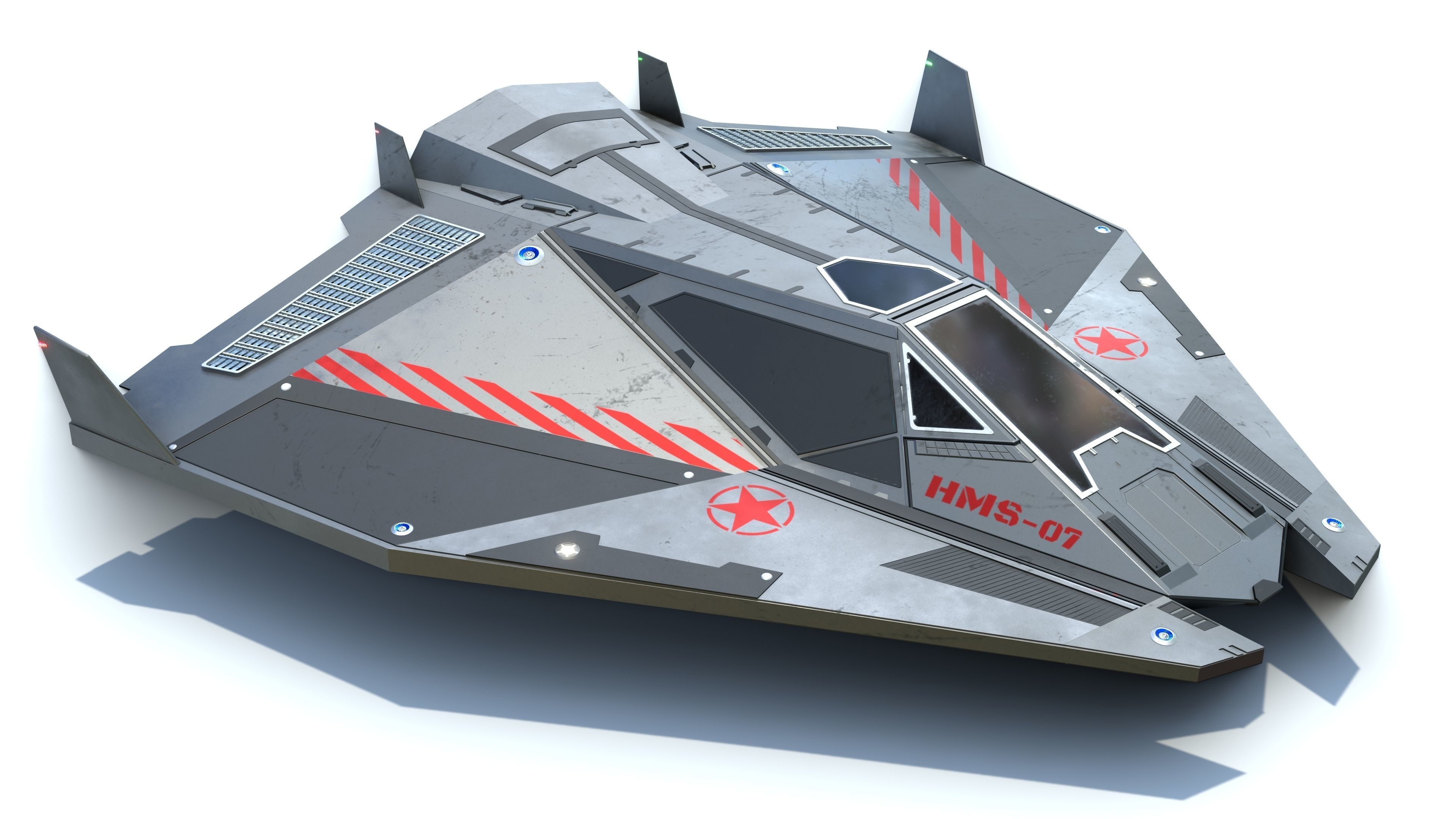 Sci-Fi Combat Spaceship Low-poly 3D model_1