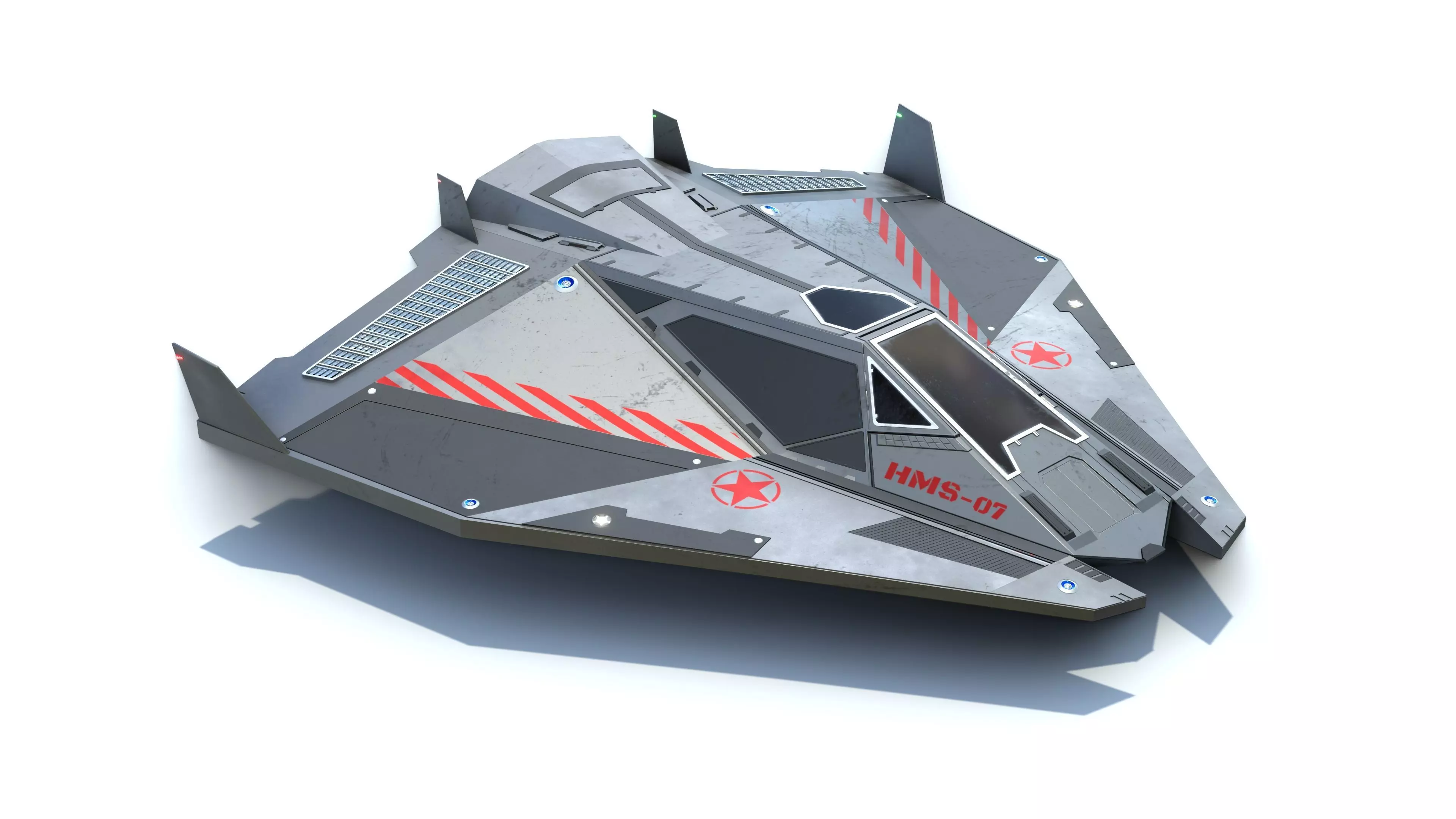 Sci-Fi Combat Spaceship Low-poly 3D model_0