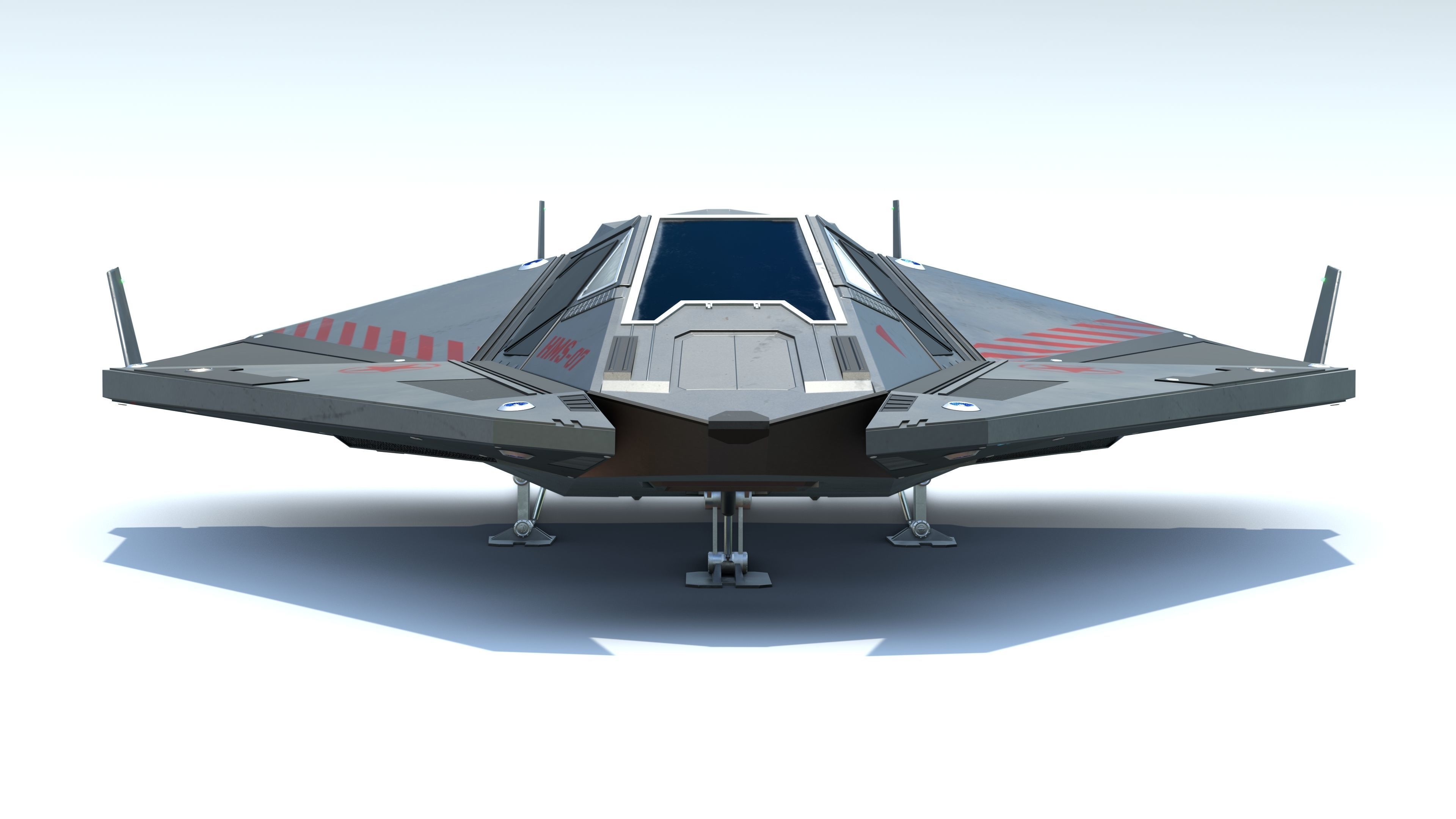 Sci-Fi Combat Spaceship Low-poly 3D model_4