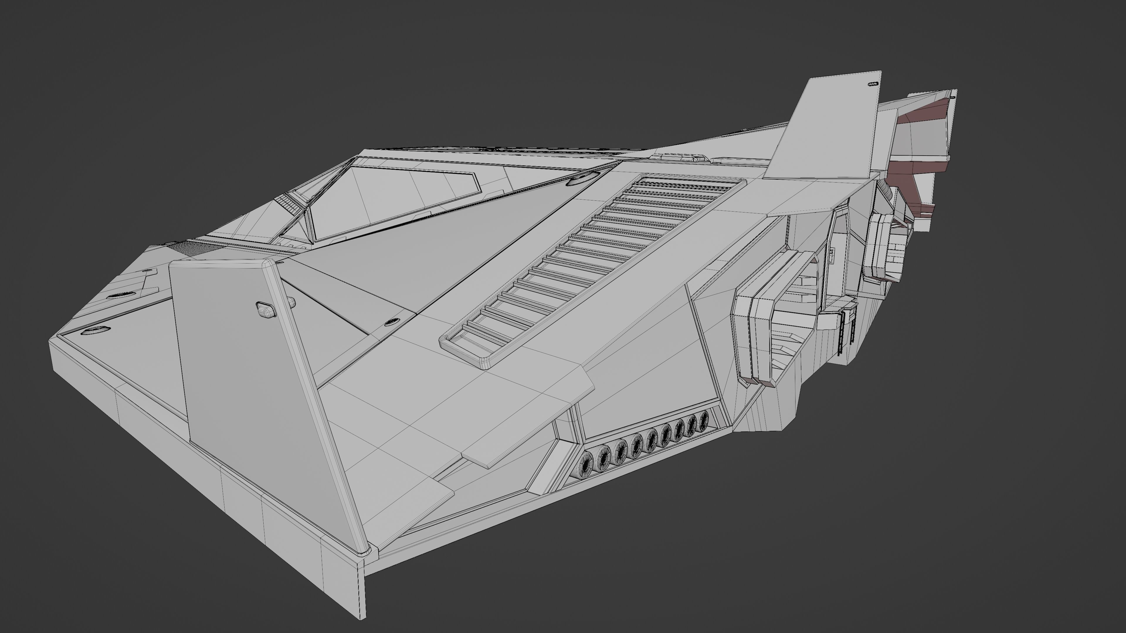 Sci-Fi Combat Spaceship Low-poly 3D model_14