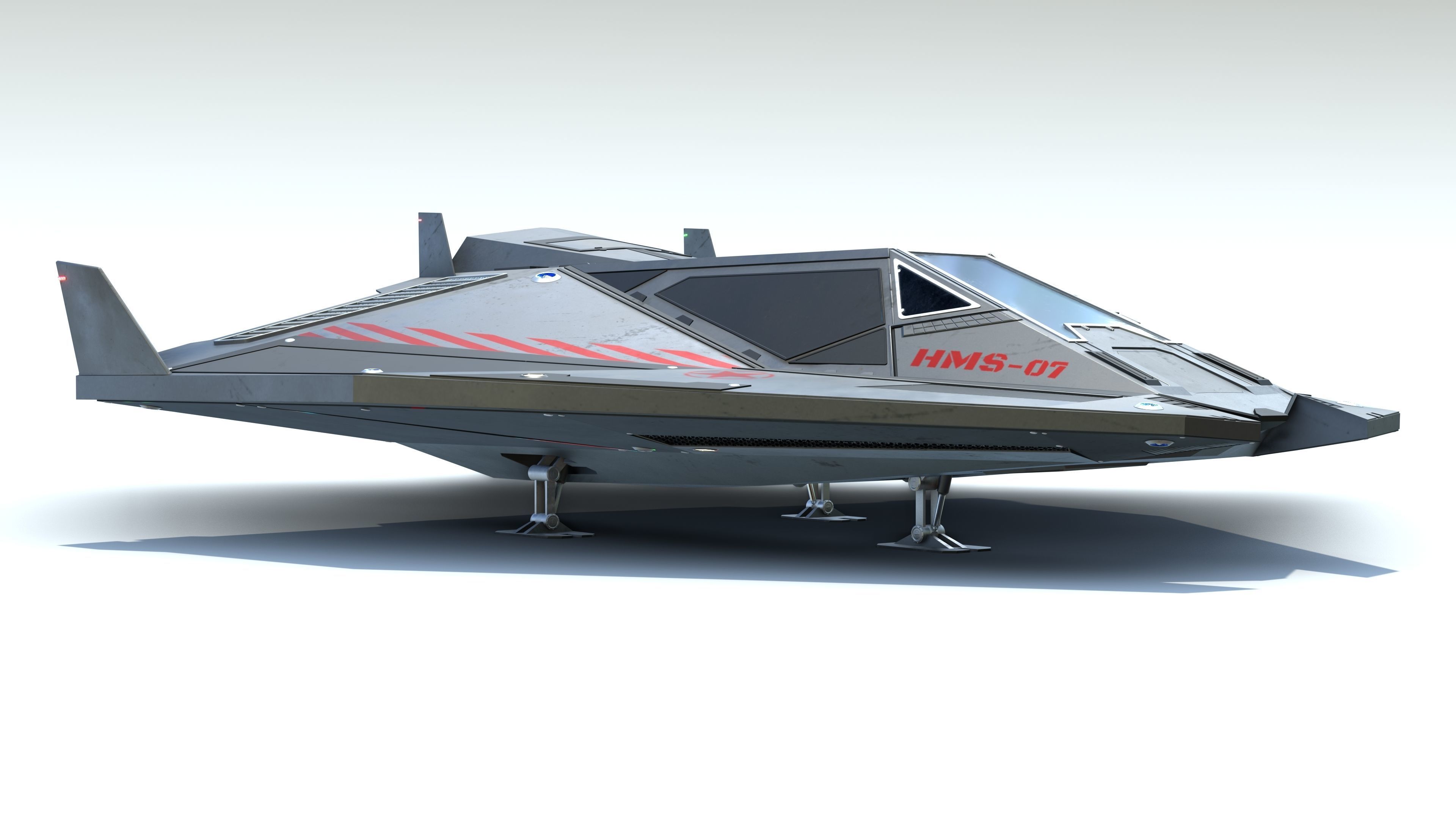 Sci-Fi Combat Spaceship Low-poly 3D model_2