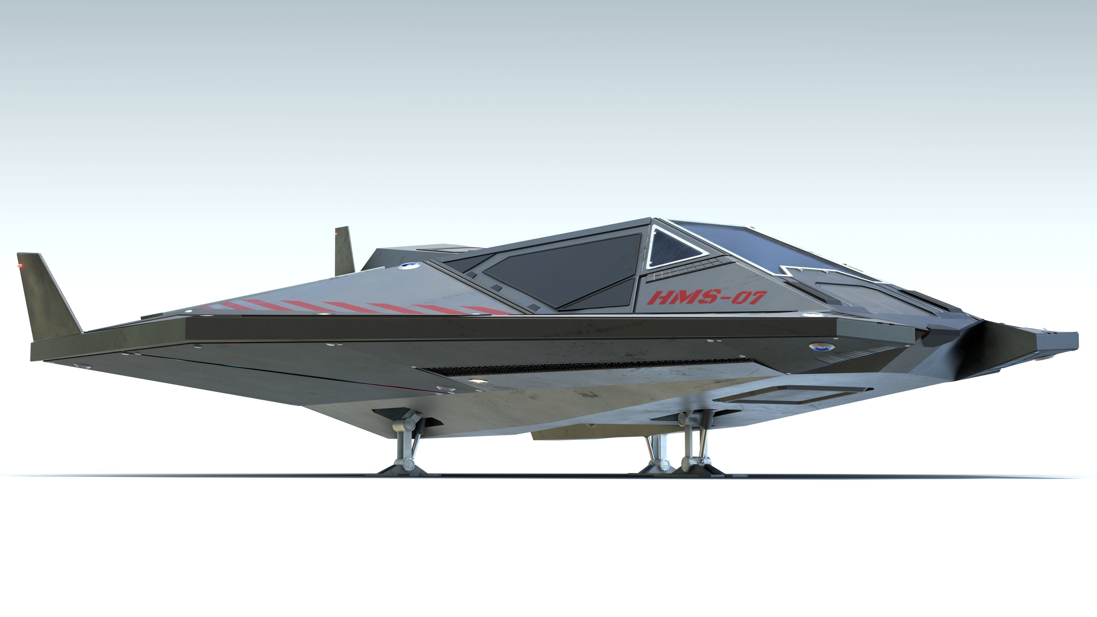 Sci-Fi Combat Spaceship Low-poly 3D model_9