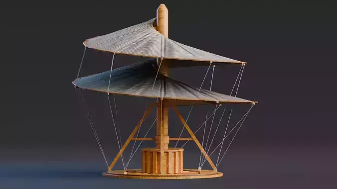 Da Vinci Inventions - Helical air screw Low-poly 3D model