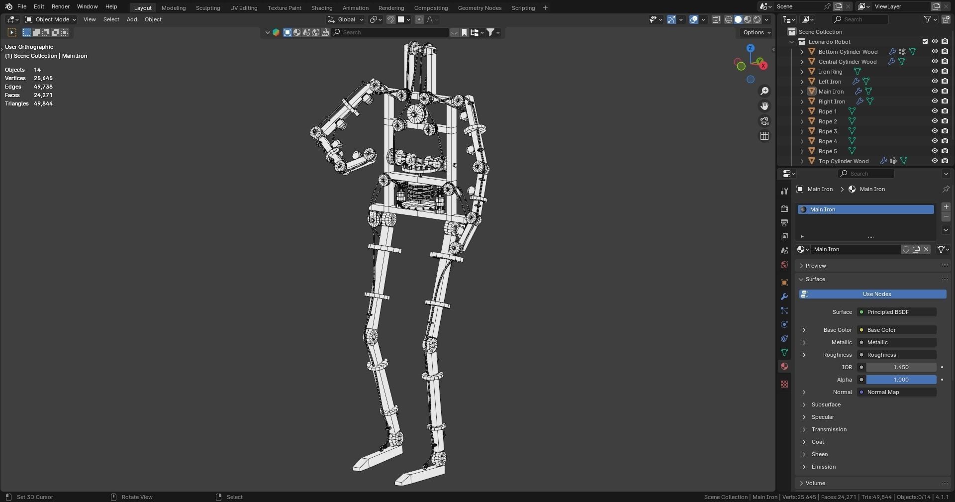 Da Vinci Inventions - Leonardo Robot Low-poly 3D model_14