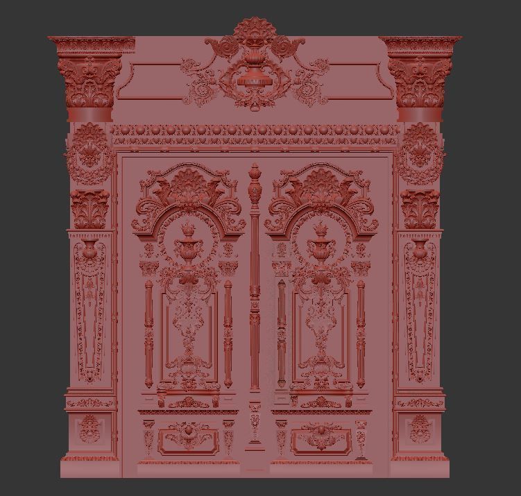 Wooden Door classic 3D model_1