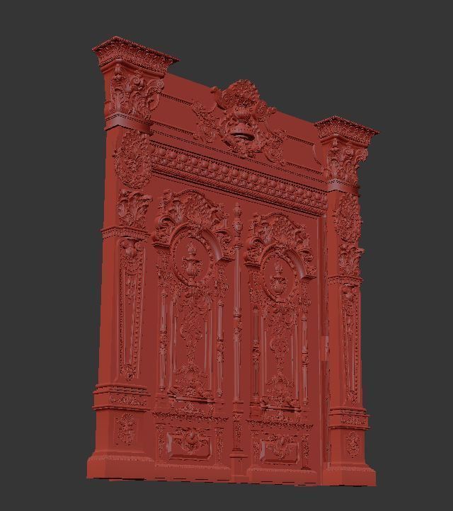 Wooden Door classic 3D model_2
