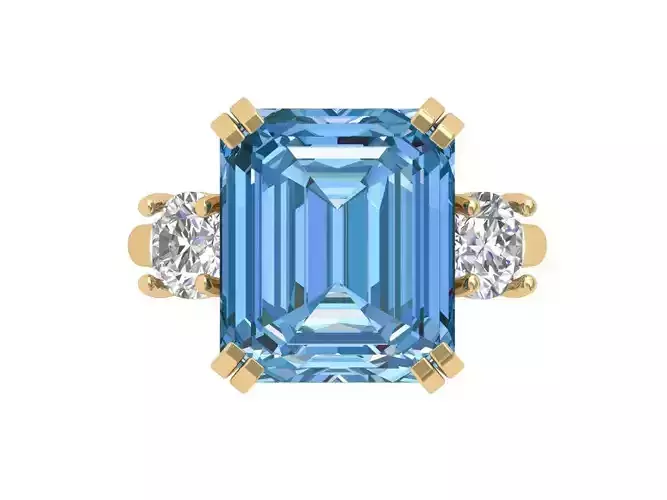 Emerald 3 Stone Ring