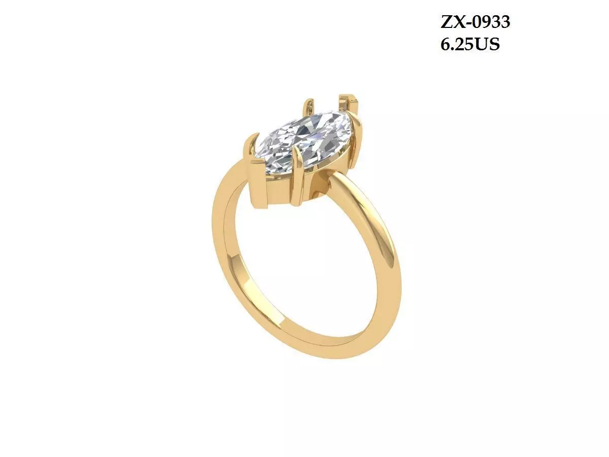Marquise Solitaire Ring 3D print model