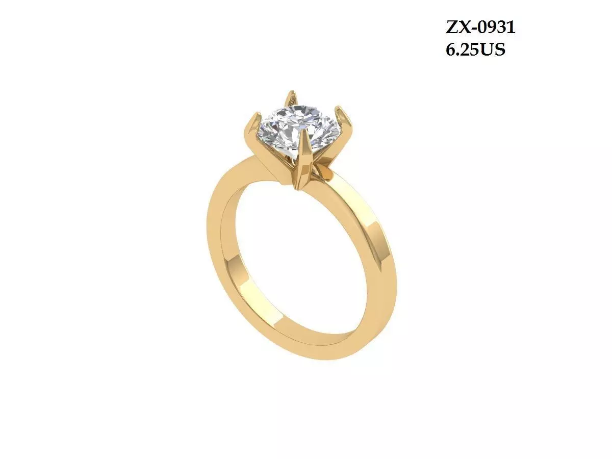 Solitaire Engagement Ring 3D print model_0