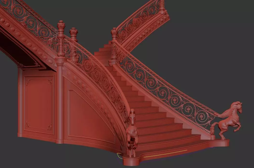 classic stairs entrance hall 3D model Texture