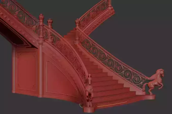 classic stairs entrance hall 3D model