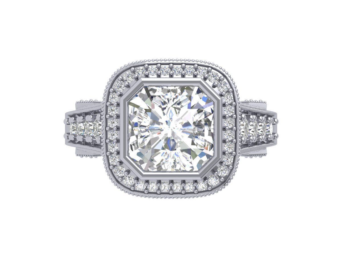 Asscher Art Deco Ring 3D print model_2