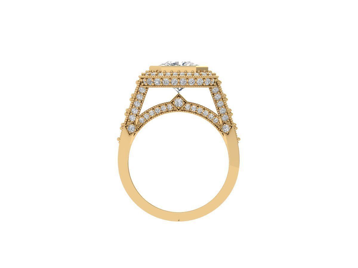 Asscher Art Deco Ring 3D print model_6