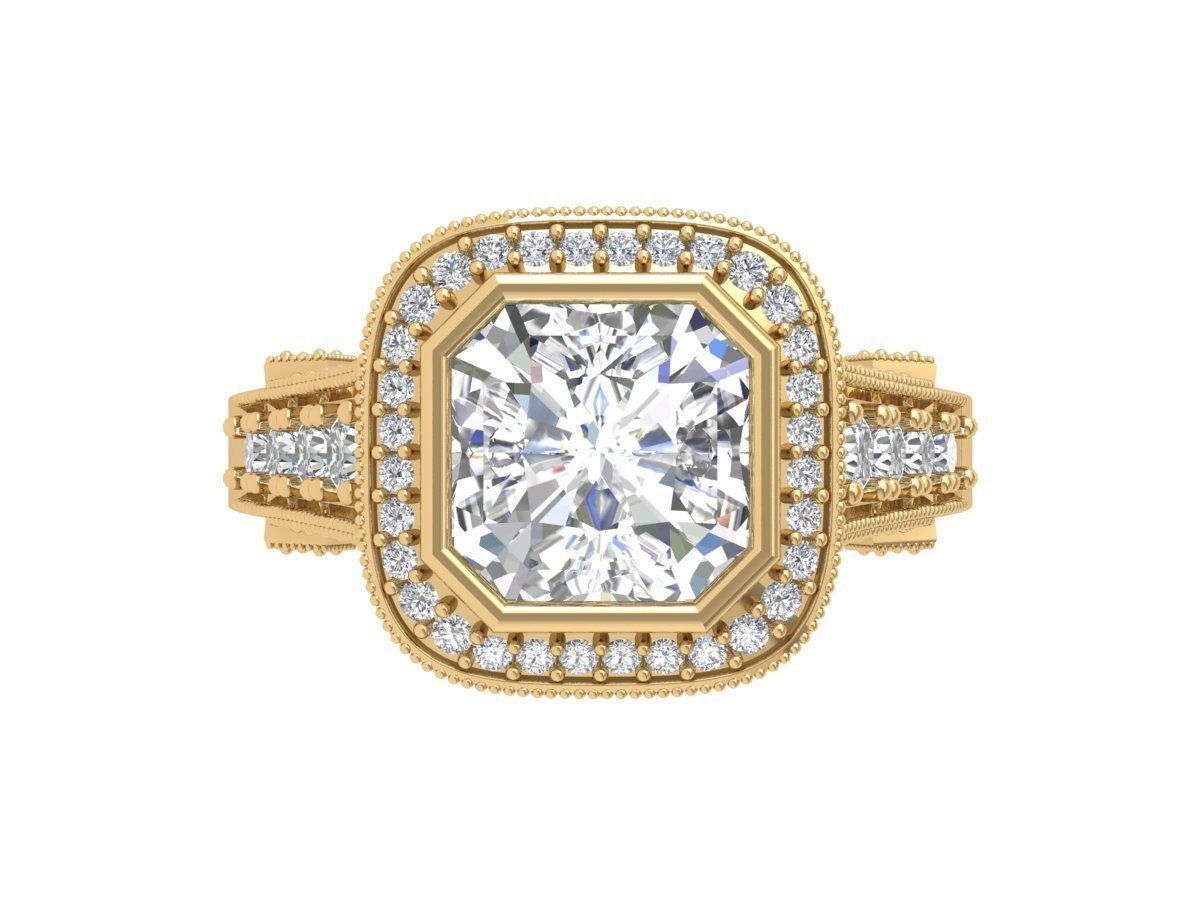 Asscher Art Deco Ring 3D print model_1