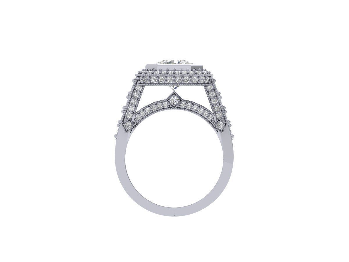 Asscher Art Deco Ring 3D print model_5