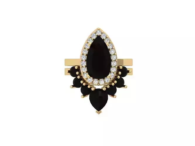 Pear Solitaire Ring Bridal set