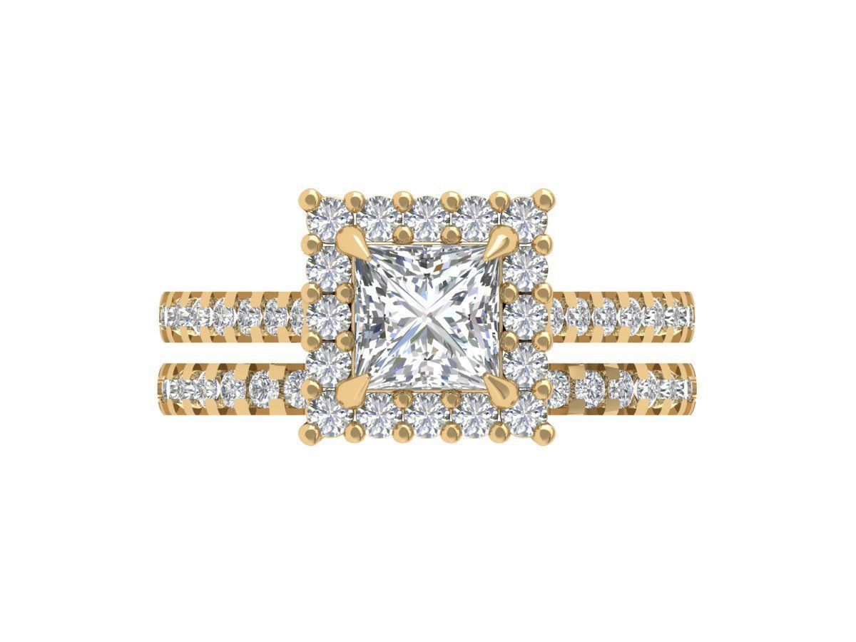 Solitaire Princess Bridal Set 3D print model_1