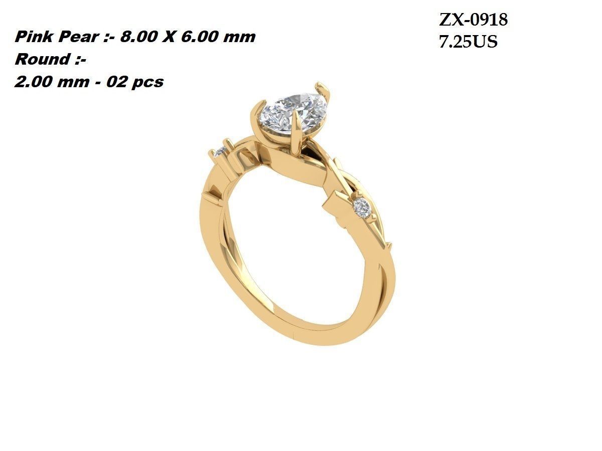 Pear Art Deco Ring 3D print model_1