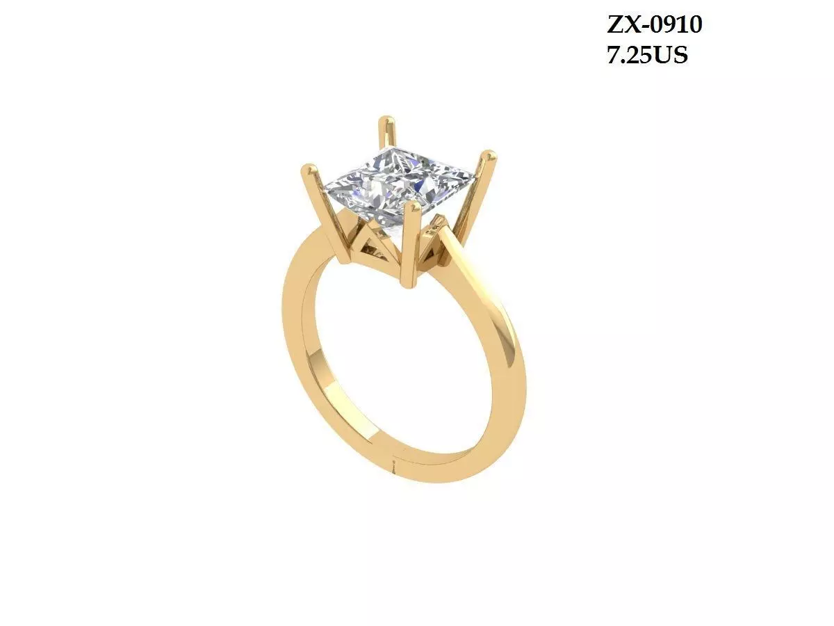 Solitaire Princess Ring 3D print model