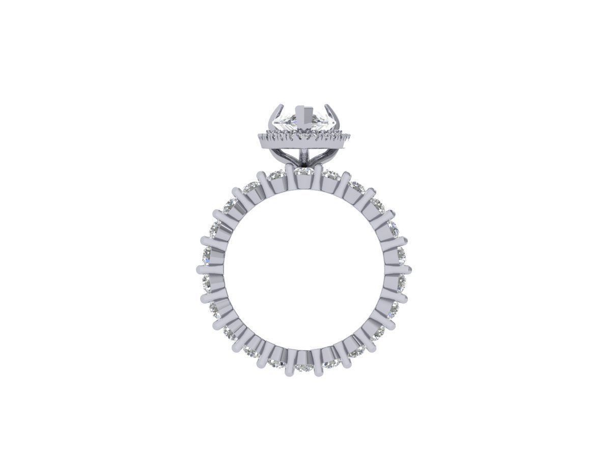 Pear Solitaire Ring Bridal set 3D print model_10