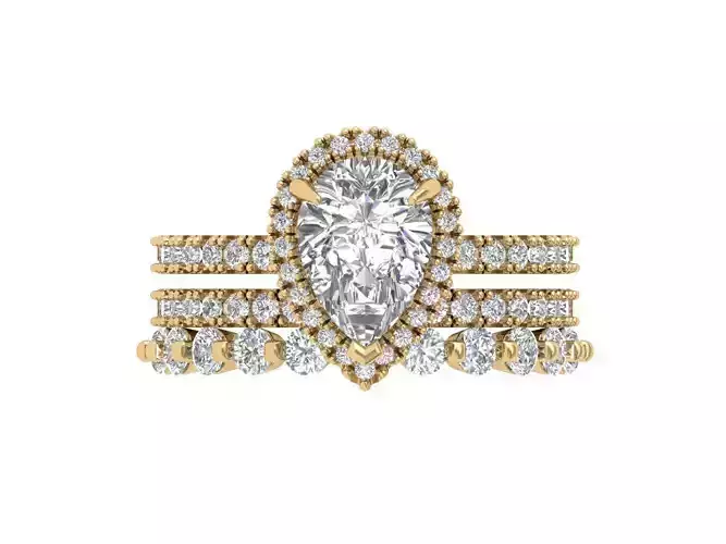 Pear Solitaire Ring Bridal set