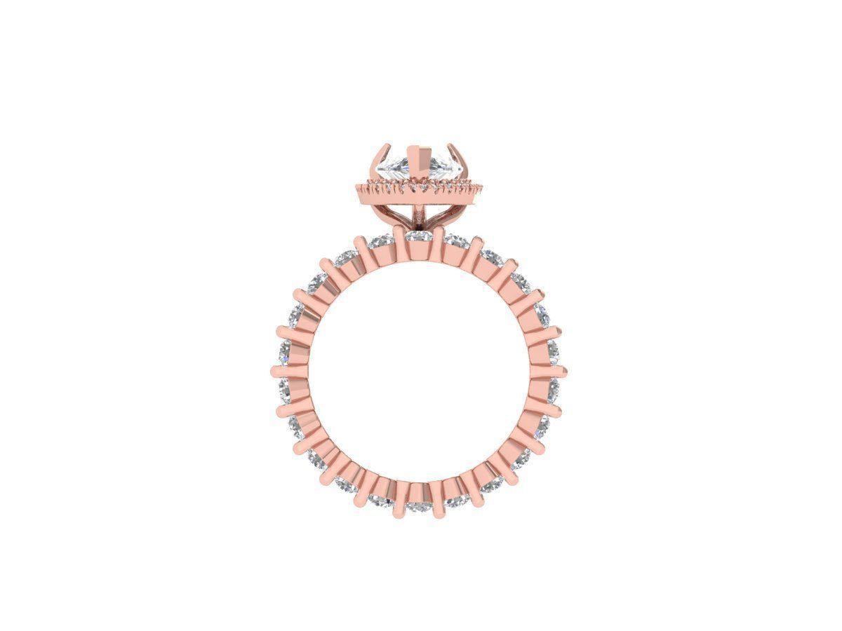 Pear Solitaire Ring Bridal set 3D print model_9