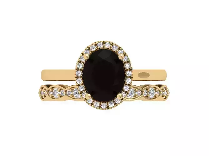 Oval Art Deco Bridal Set