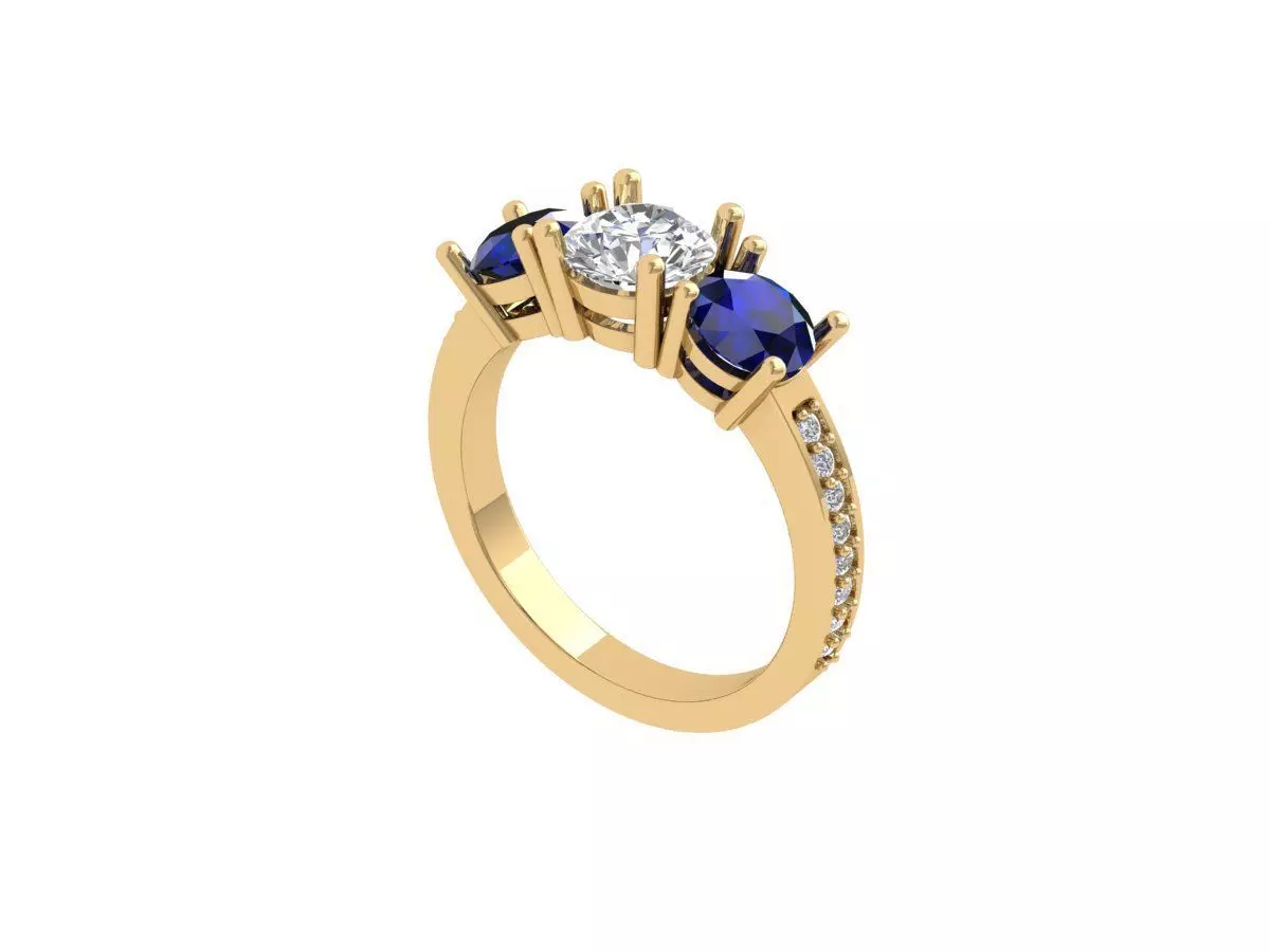 Solitair 3 Stone Ring 3D print model