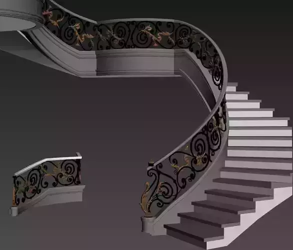 classic stairs entrance hall 3D model