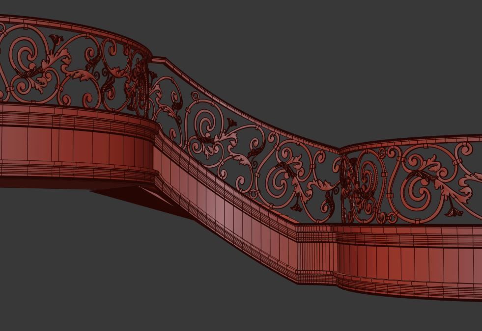 classic stairs entrance hall 3D model Texture_2