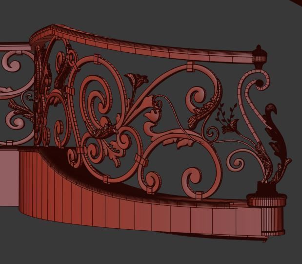 classic stairs entrance hall 3D model Texture_3