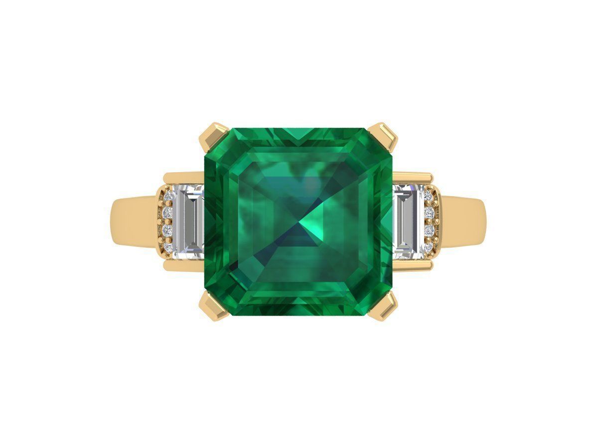 Emerald Art Deco Ring 3D print model_1