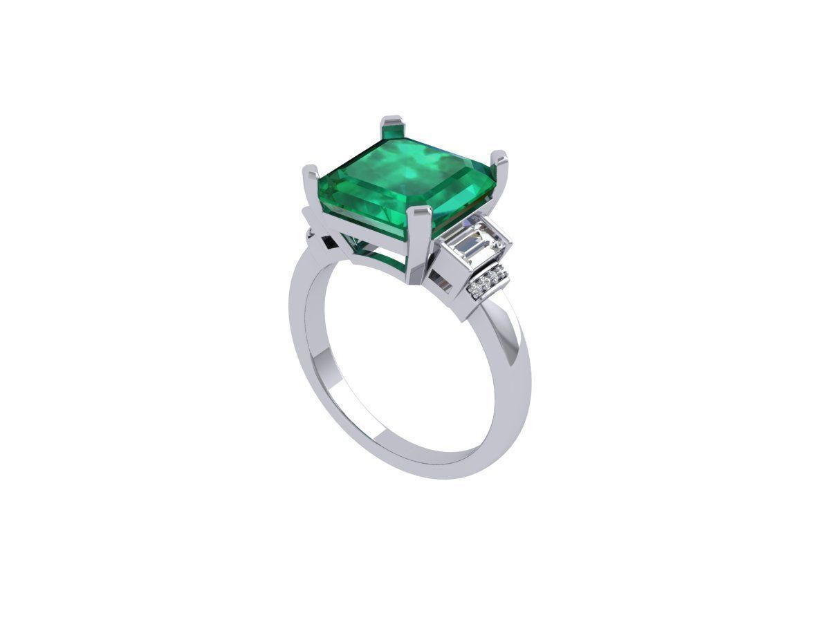 Emerald Art Deco Ring 3D print model_3
