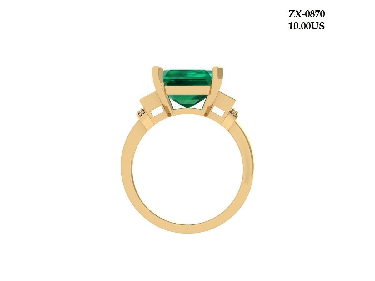 Emerald Art Deco Ring 3D print model_4