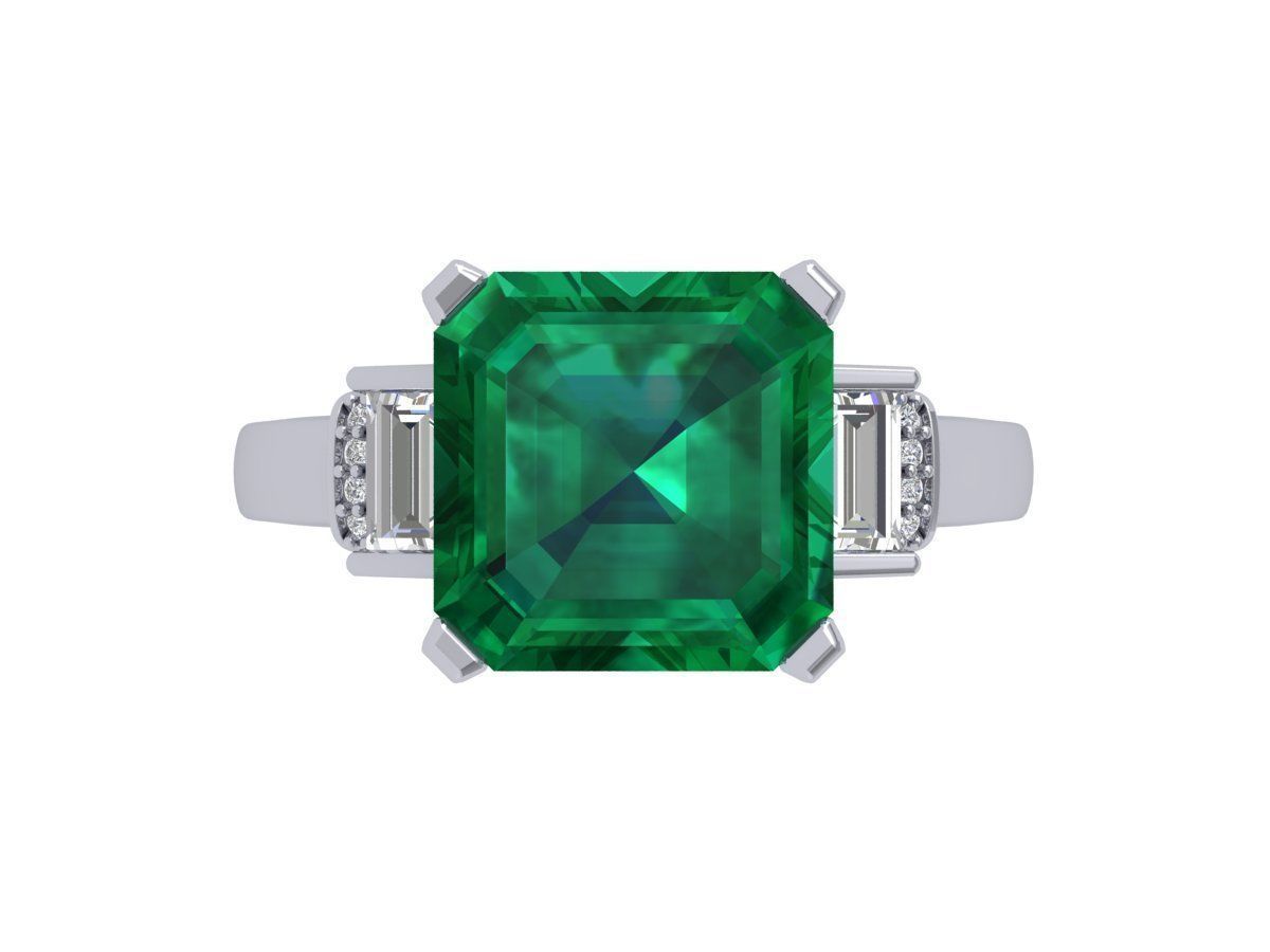 Emerald Art Deco Ring 3D print model_2