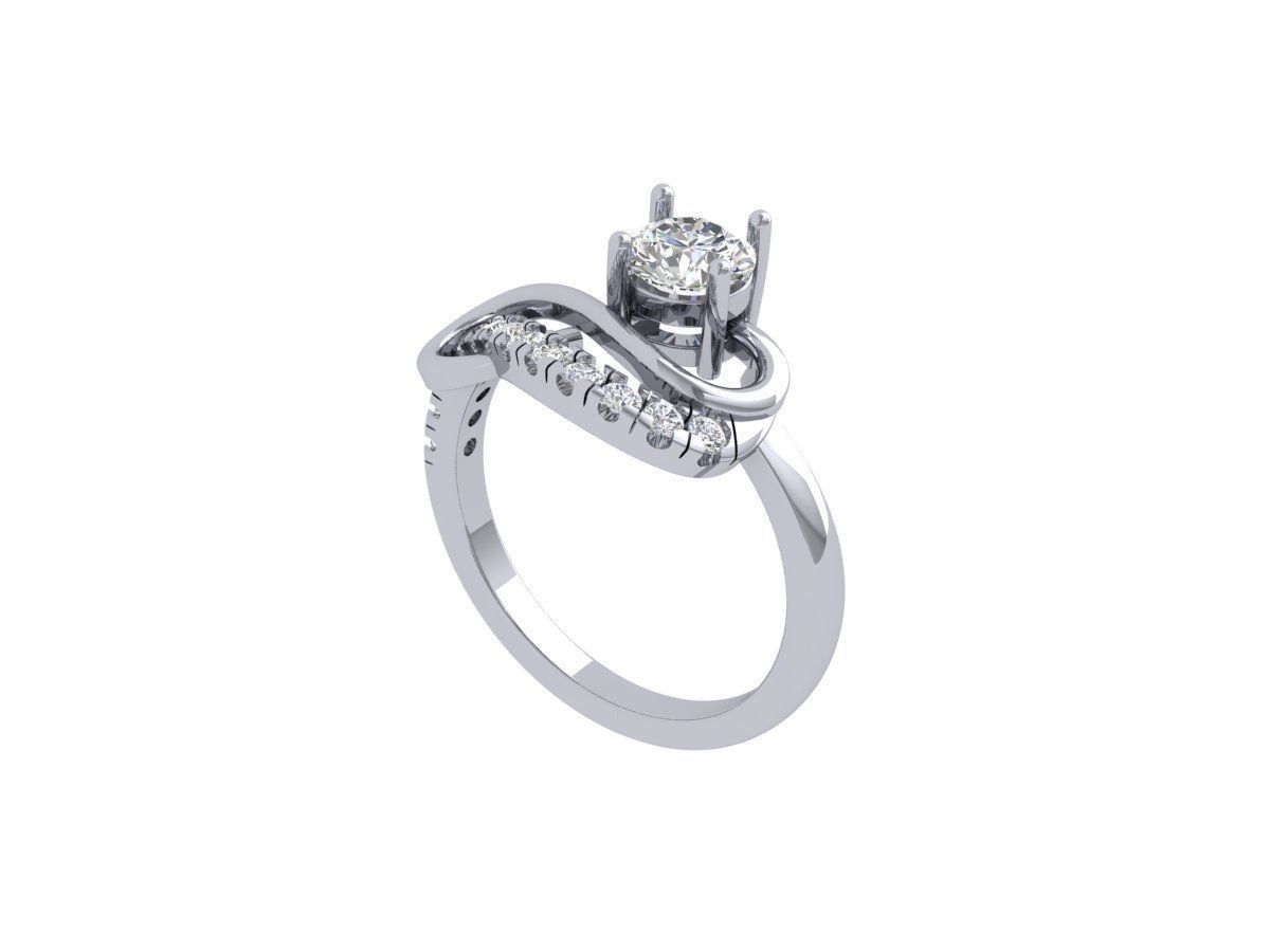 Solitaire Engagement Ring 3D print model_3