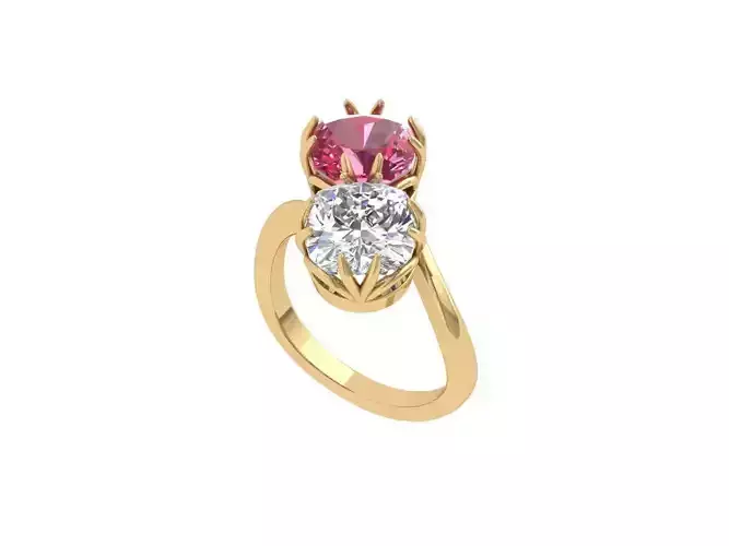 Solitair 2 Stone Ring 3D print model